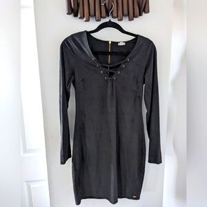 Guess suede black midi dress, bodycon - NWOT